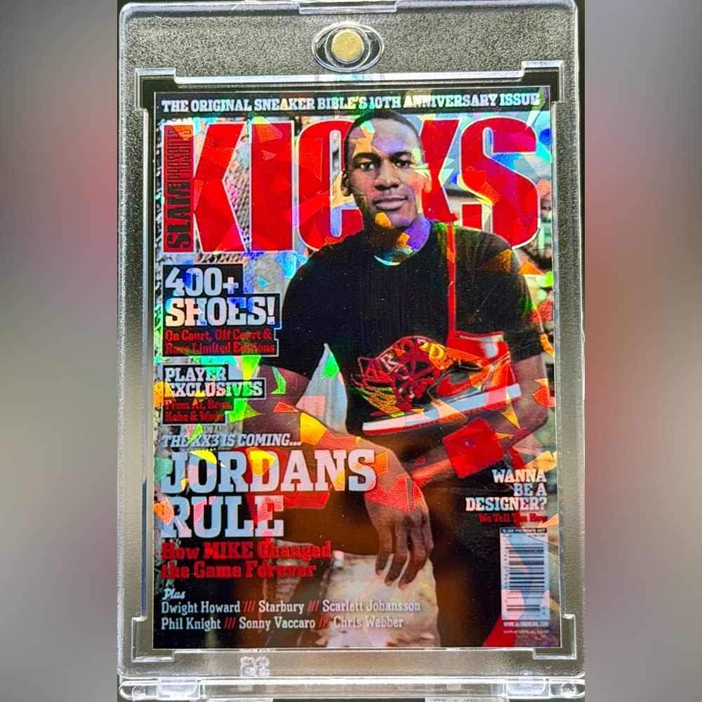 Michael Jordan Kicks Mag Cracked Ice Holographic 918 Customs Trading Card